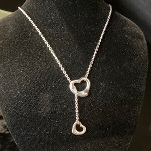 Tiffany & Co. Peretti, Silver Double Heart Lariat Necklace